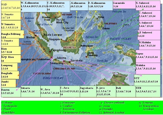 Pemetaan bencana dan kondisi darurat di Indonesia.