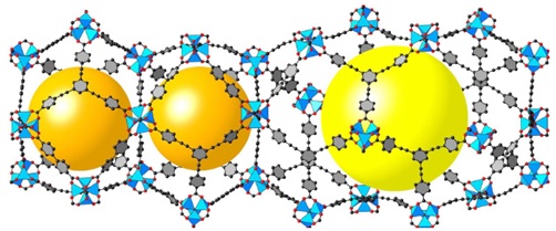 Struktur molekul MOF-210.