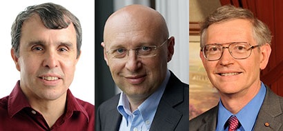 Tiga ilmuwan yang mendapat penghargaan Nobel Kimia 2014 (ki-ka) Eric Betzig, Stefan W. Hell, dan William E. Moerner. 