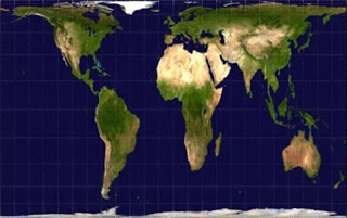 Proyeksi Gall-Peters atas muka Bumi. Sumber gambar: http://mentalfloss.com/article/19364/3-controversial-maps